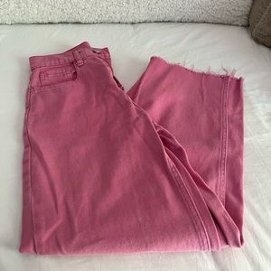 Highwaisted Wide Leg Pink Jeans